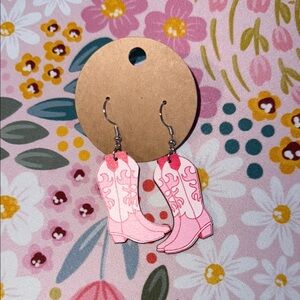 Pink Cowboy Boot Earrings